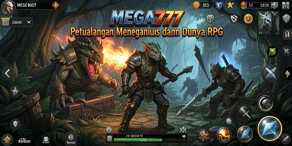 Tampilan gameplay MEGA777 yang mendebarkan dalam pertempuran RPG.