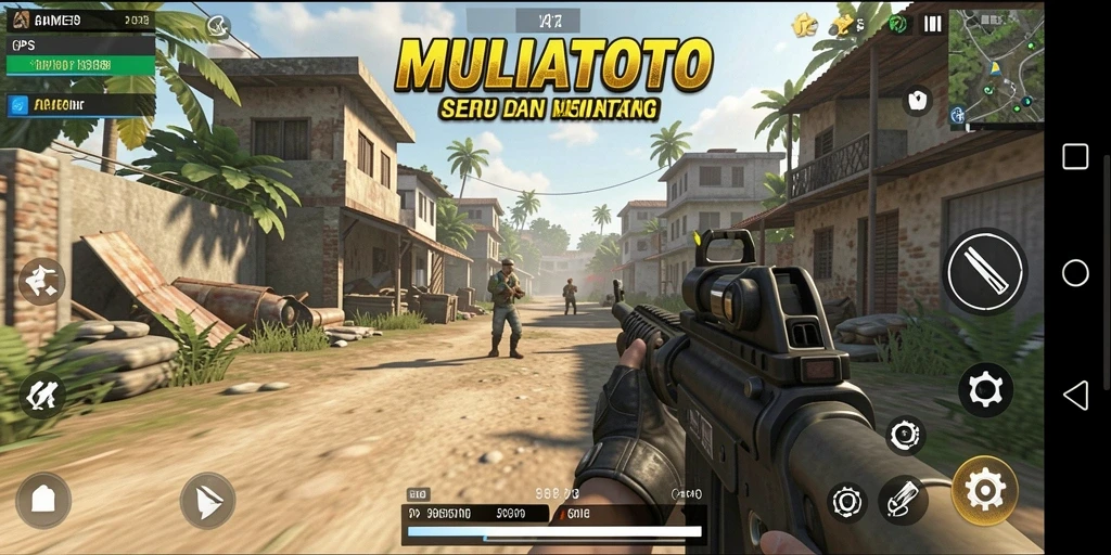 Tangkapan layar gameplay seru dari MULIATOTO yang menampilkan aksi tembak-menembak.