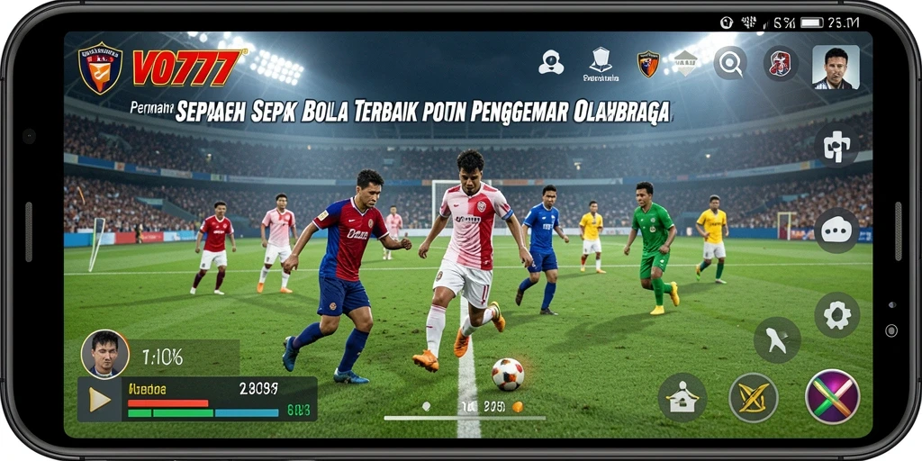 Tampilan gameplay VO777 yang mendebarkan di lapangan sepak bola.